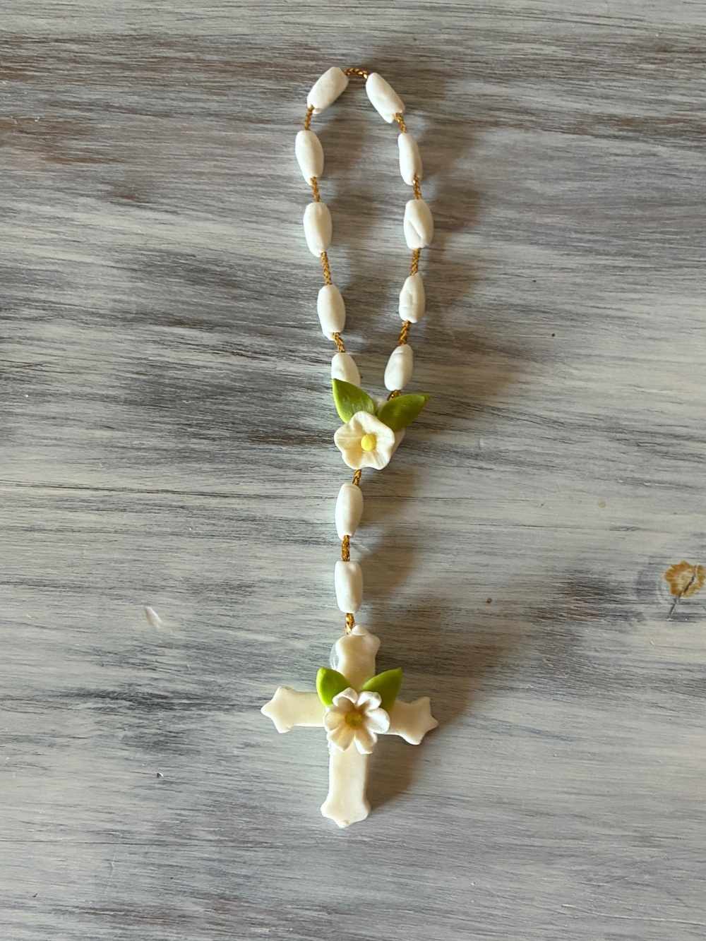 Rosary Chaplet Unglazed Ceramic Beads Prayer Religious Christian Gift
